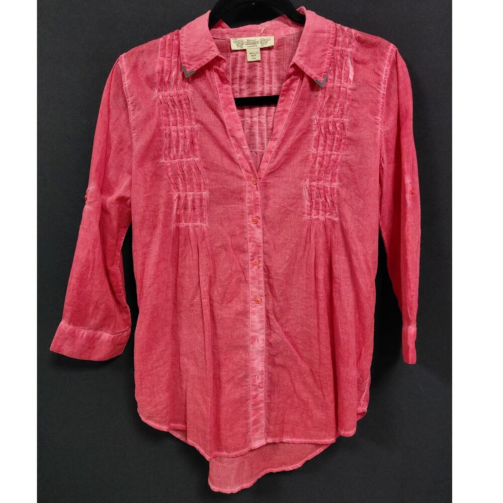 NINE WEST VINTAGE AMERICA COLLECTION Cotton Blouse 3/4 Women Size XS